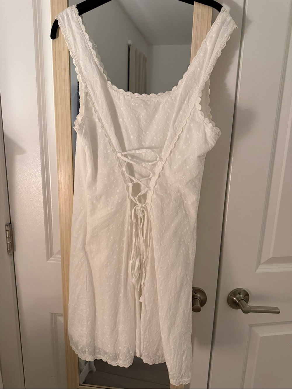 White Sleeveless Eyelet Mini Dress - Picture 4 of 5